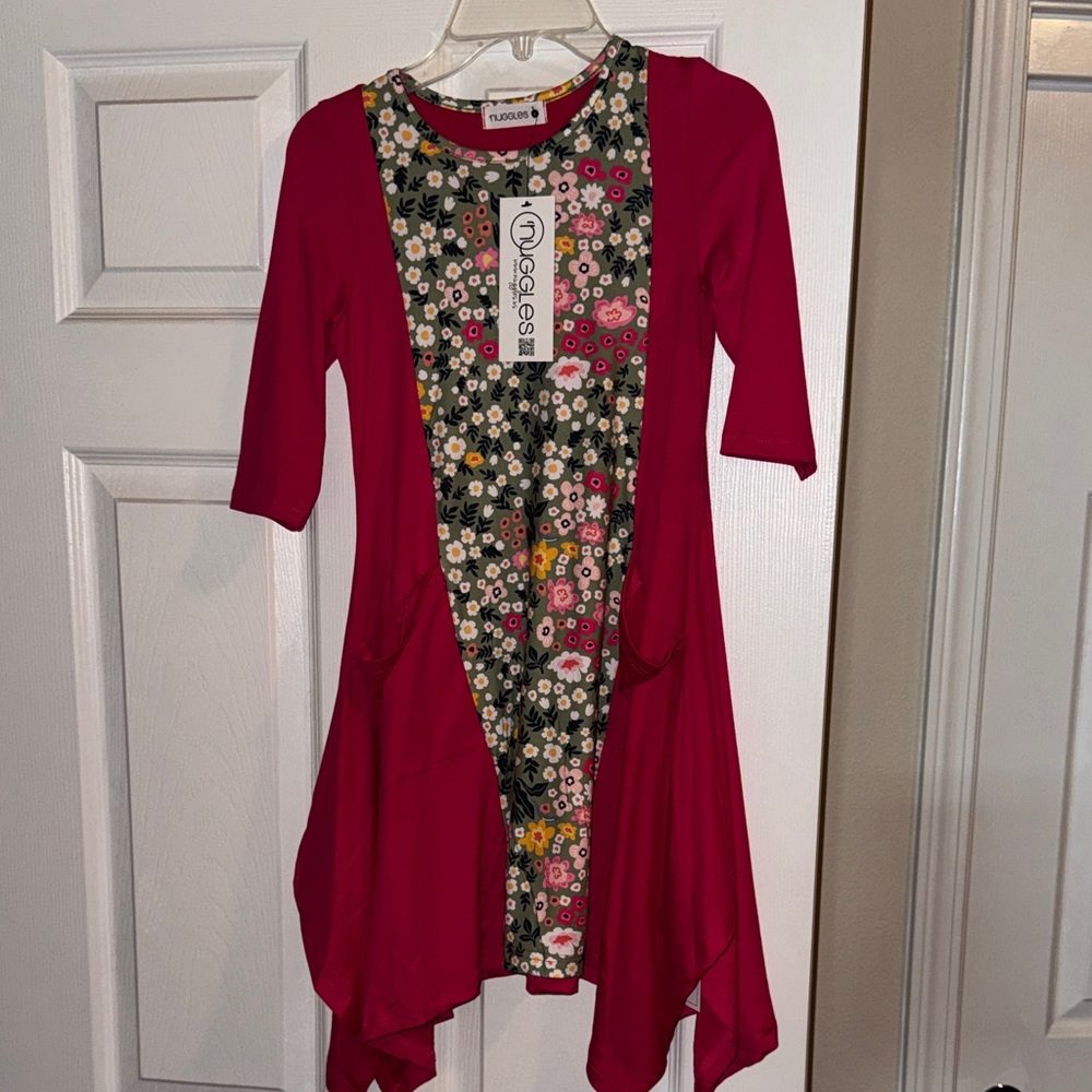 Nuggles Magenta Floral Panel Tunic dress